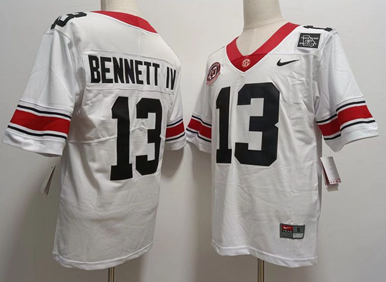Men Georgia Bulldogs 13 Bennett IV White 2024 Nike Vapor NCAA Jersey